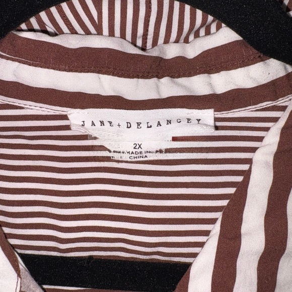 ***5/25*** Jane + Delancey Brown and White Striped Shirt - Picture 11 of 13